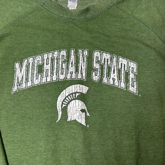 Michigan State Sweatshirt Womens L Green Pullover New Agenda NCAA College - Picture 3 of 9
